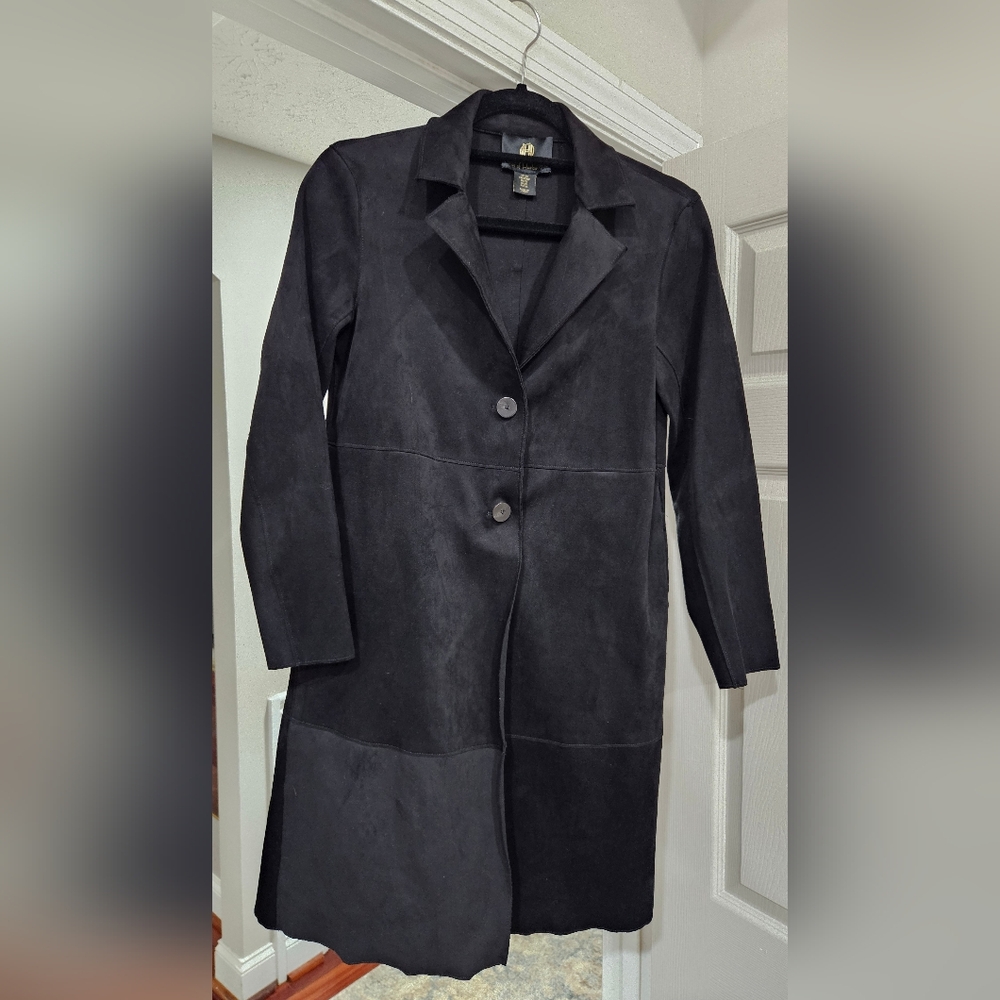 House of Harlow 1960 Women’s Long Black Suede Coat Size XS